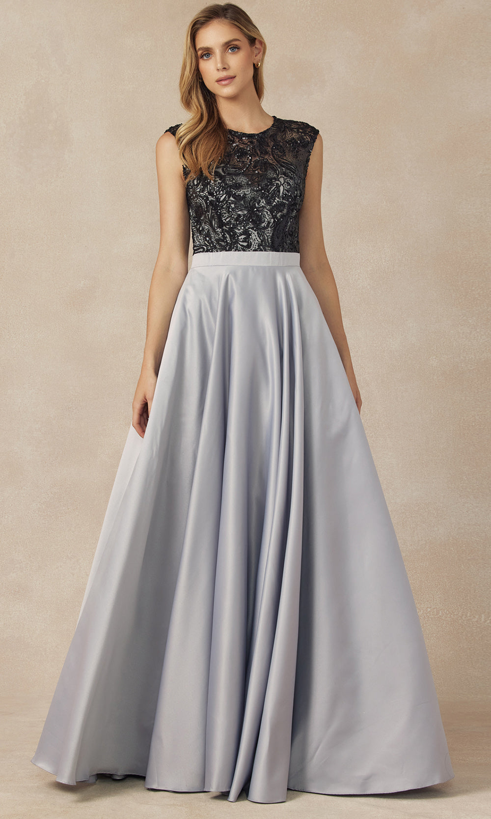 Juliet Dresses 661 - Jewel Neck Sequin Embellished Gown Ball Gowns