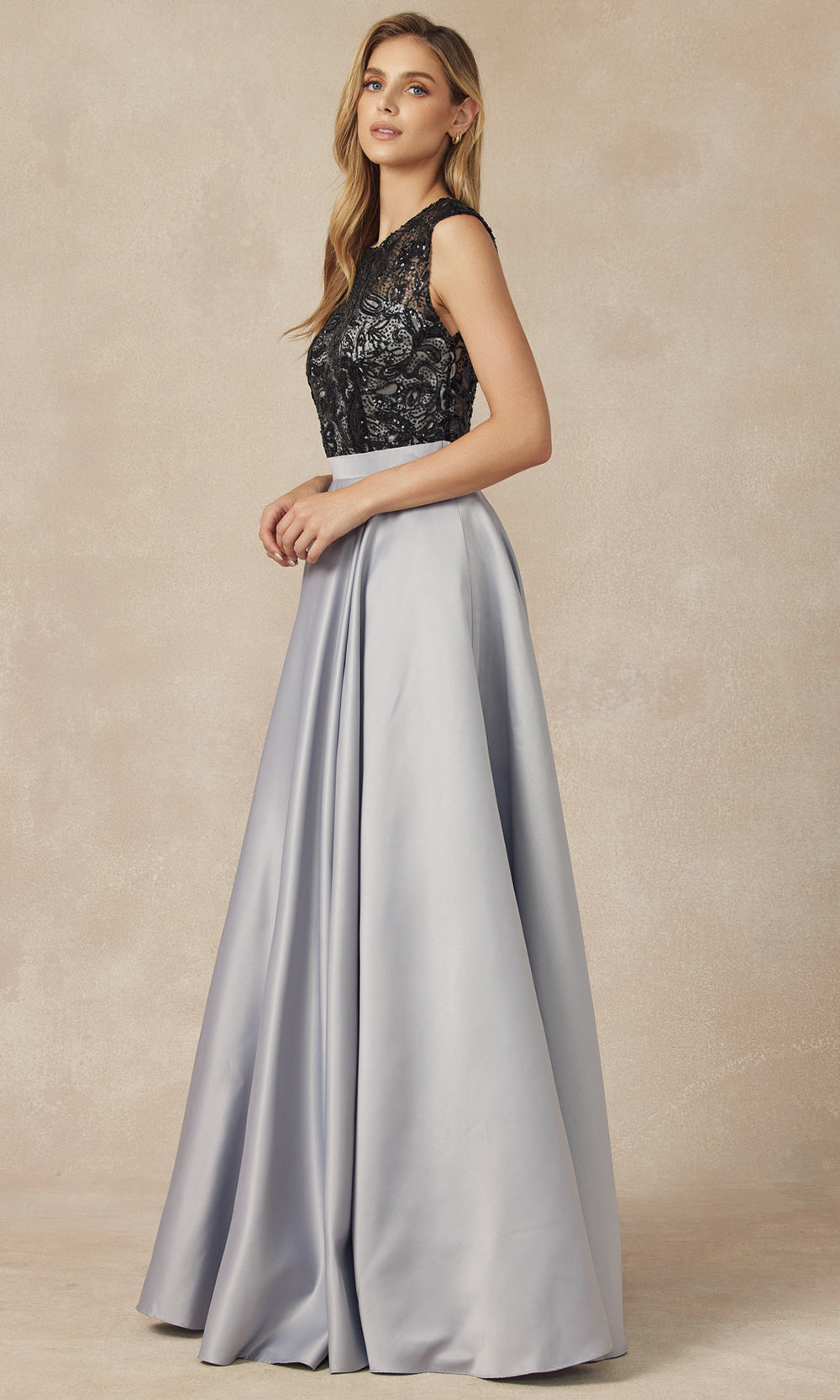 Juliet Dresses 661 - Jewel Neck Sequin Embellished Gown Ball Gowns