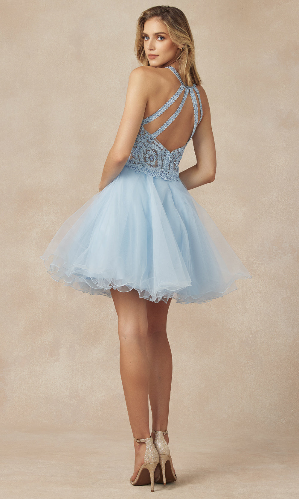 Juliet Dresses 826 - Illusion Halter Party Dress Homecoming Dresses