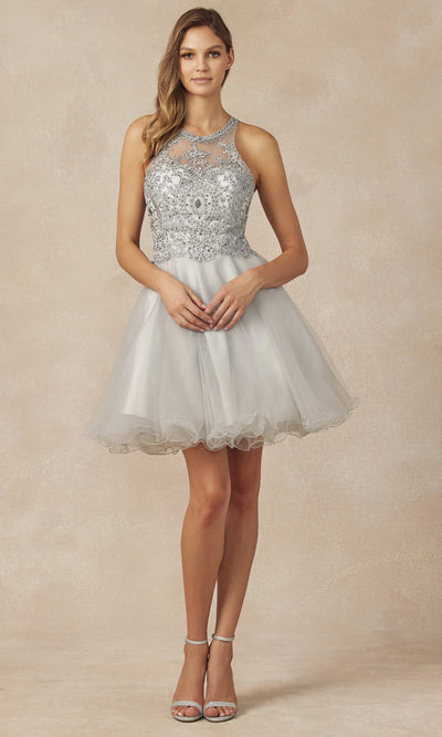 Juliet Dresses 826 - Illusion Halter Party Dress Homecoming Dresses
