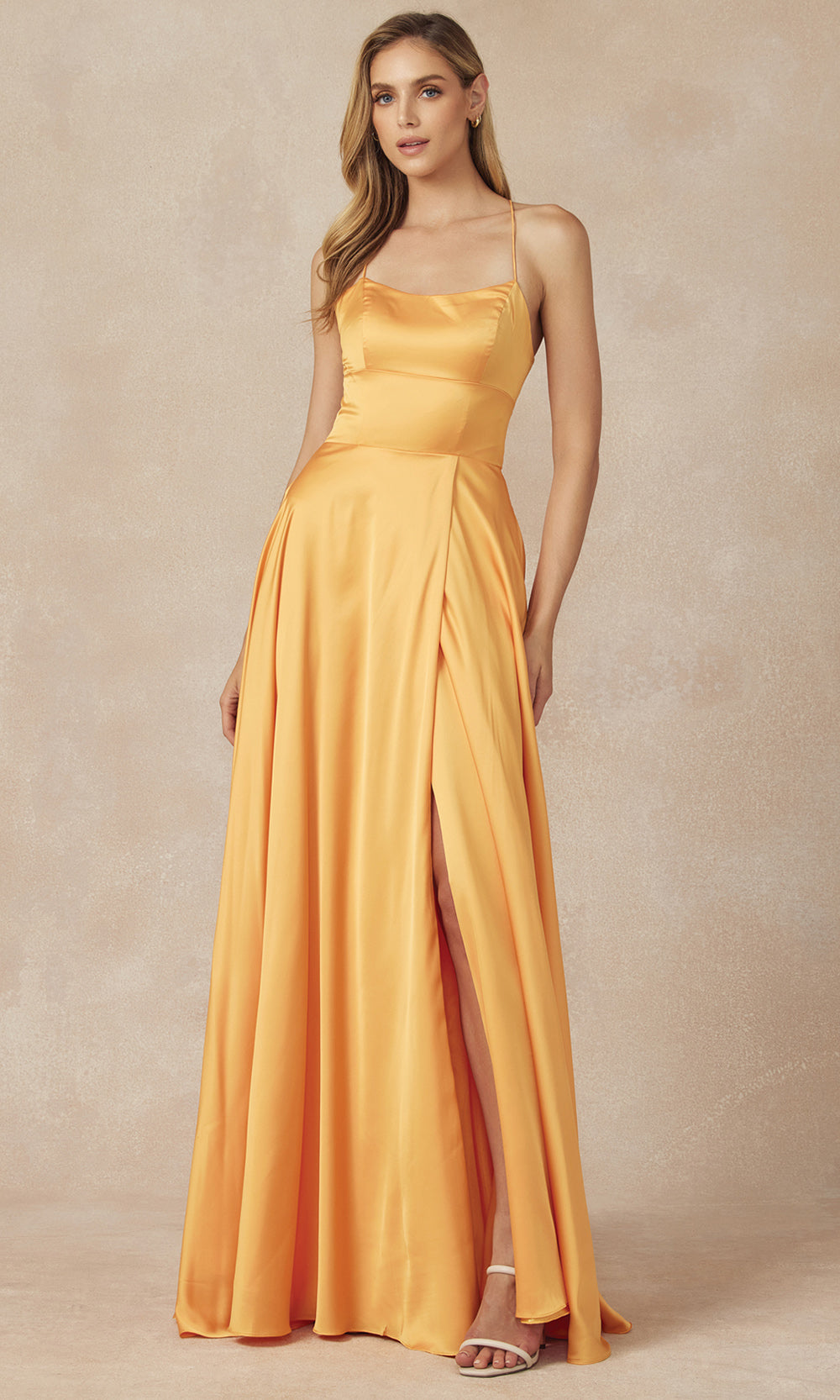 Juliet Dresses 278 - Lace-Up Back Sleeveless Gown with Pockets Prom Dresses