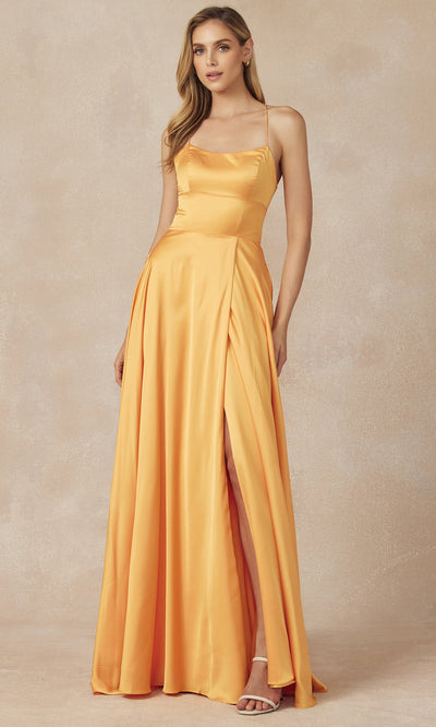 Juliet Dresses 278 - Lace-Up Back Sleeveless Gown with Pockets Prom Dresses