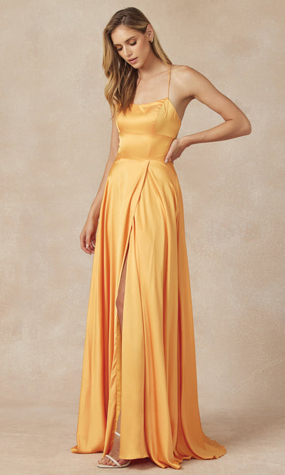 Juliet Dresses 278 - Lace-Up Back Sleeveless Gown with Pockets Prom Dresses