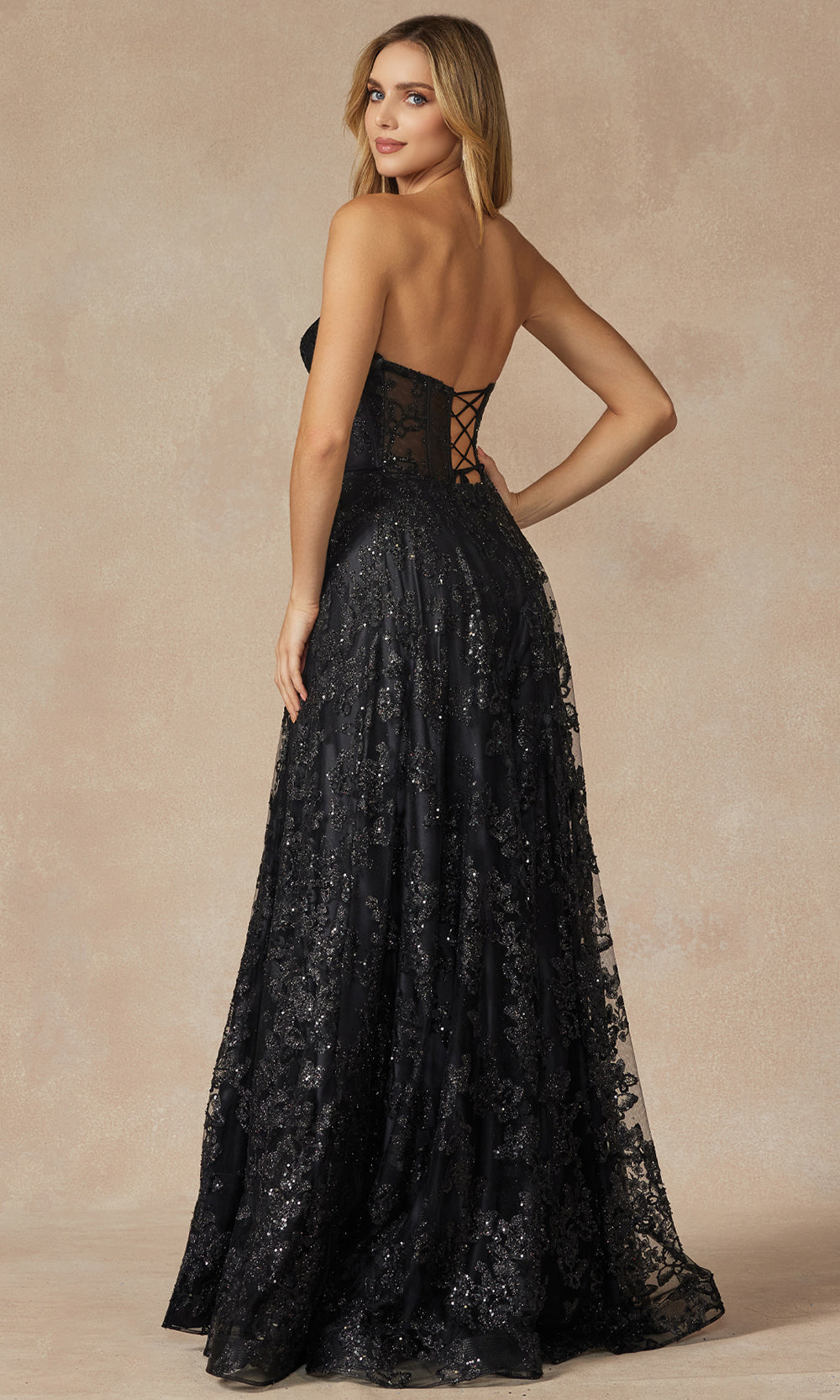 Juliet Dresses 2403 - A-Line Skirt Strapless Glitter Gown Formal Gowns