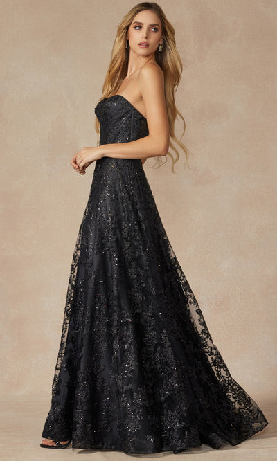Juliet Dresses 2403 - A-Line Skirt Strapless Glitter Gown Formal Gowns
