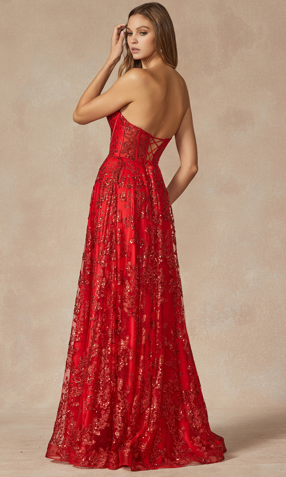 Juliet Dresses 2403 - A-Line Skirt Strapless Glitter Gown Formal Gowns