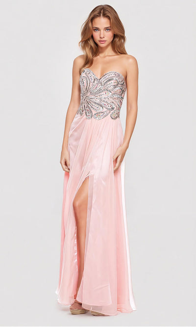 Juliet Dresses 548 - Strapless A-line Gown with Beaded Bodice Formal Gowns