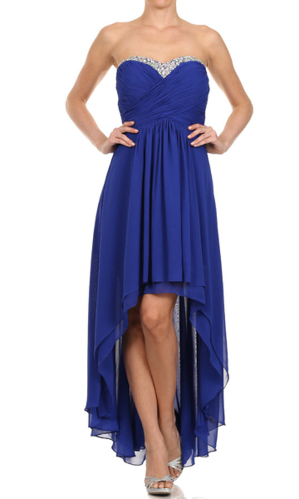 Juliet Dresses 575 - Beaded Trim Sweetheart Hi-Low Gown Prom Dresses