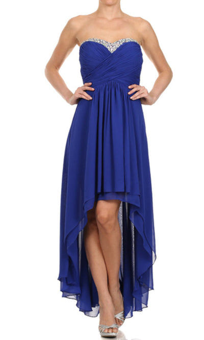 Juliet Dresses 575 - Beaded Trim Sweetheart Hi-Low Gown Prom Dresses