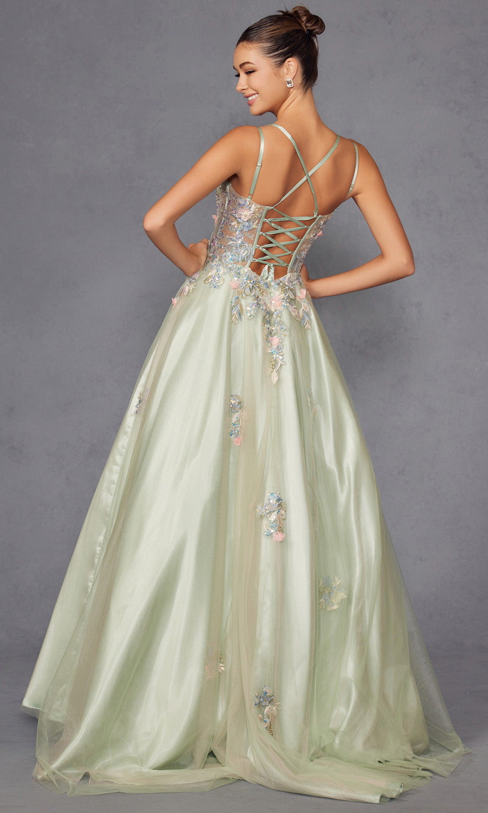 Juliet Dresses JT2565U - Double Straps Floral Embellished Gown Prom Dresses