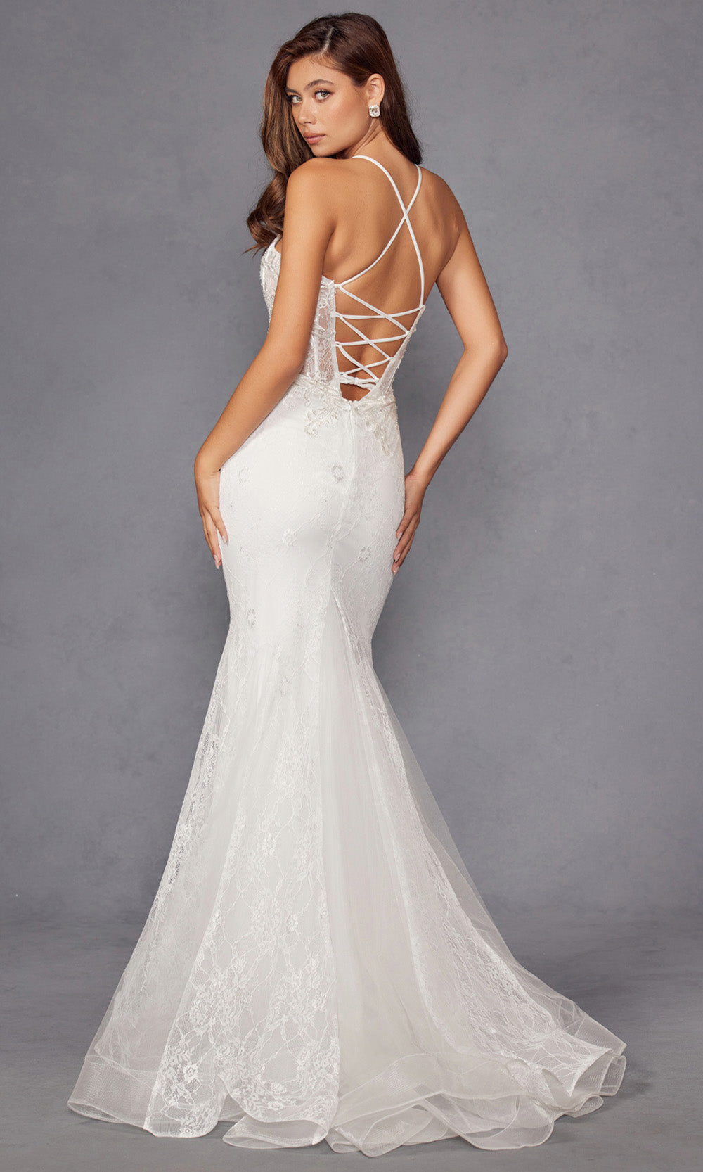 Juliet Dresses JT2481UW - Spaghetti Strap Floral Lace Sheath Gown Bridal Dresses