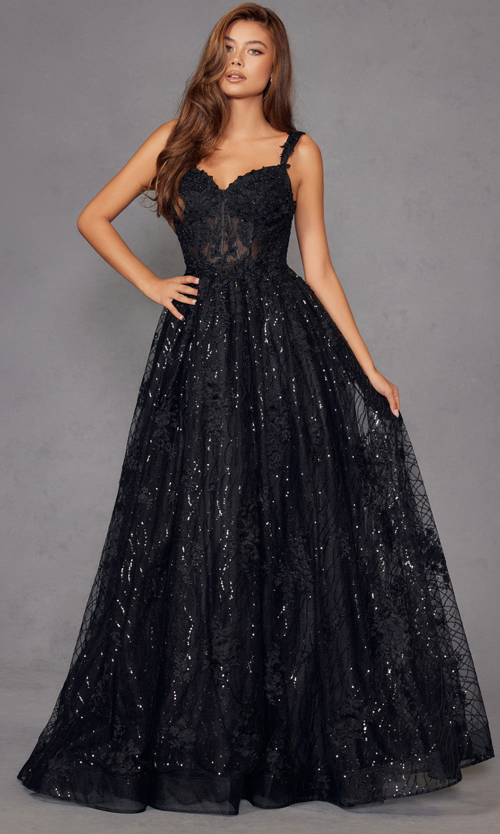 Juliet Dresses JT2495A - Sweetheart Sequin Floral Evening Gown Prom Dresses