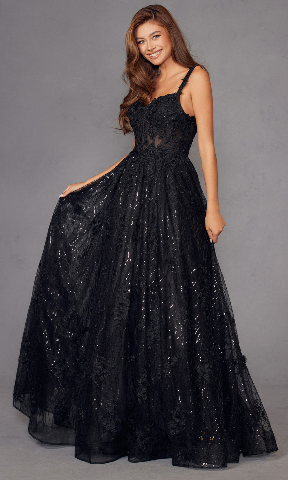 Juliet Dresses JT2495A - Sweetheart Sequin Floral Evening Gown Prom Dresses