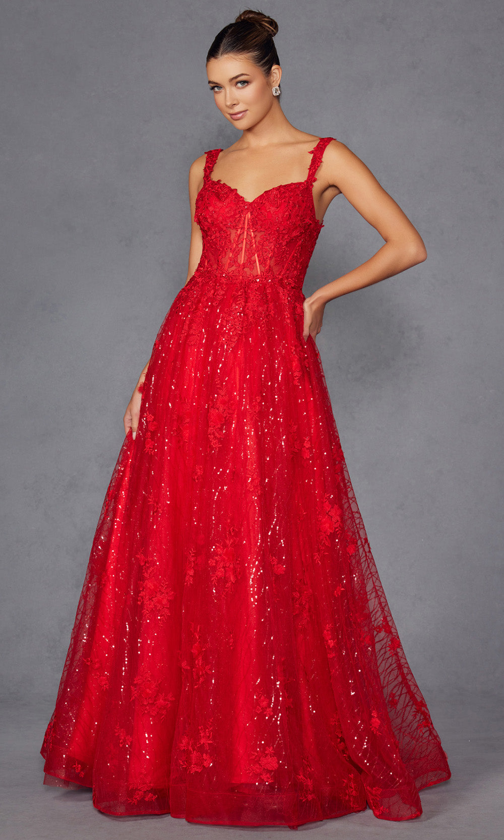 Juliet Dresses JT2495A - Sweetheart Sequin Floral Evening Gown Prom Dresses