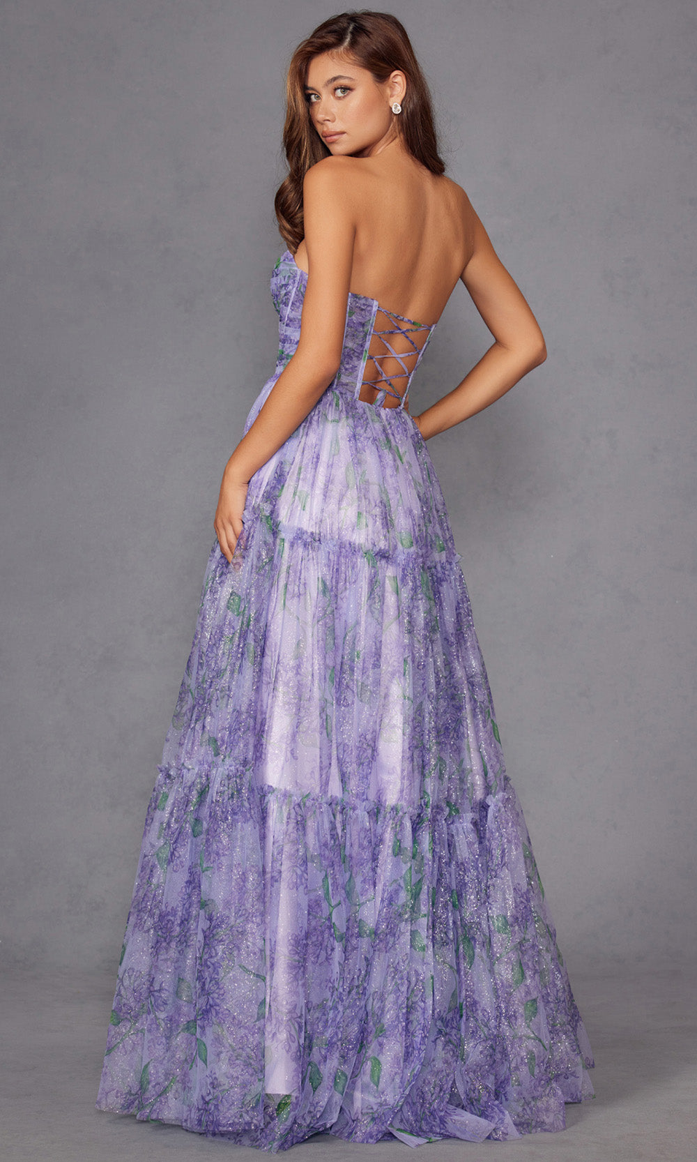Juliet Dresses JT2507A - Floral Tiered A-Line Evening Gown Prom Dresses