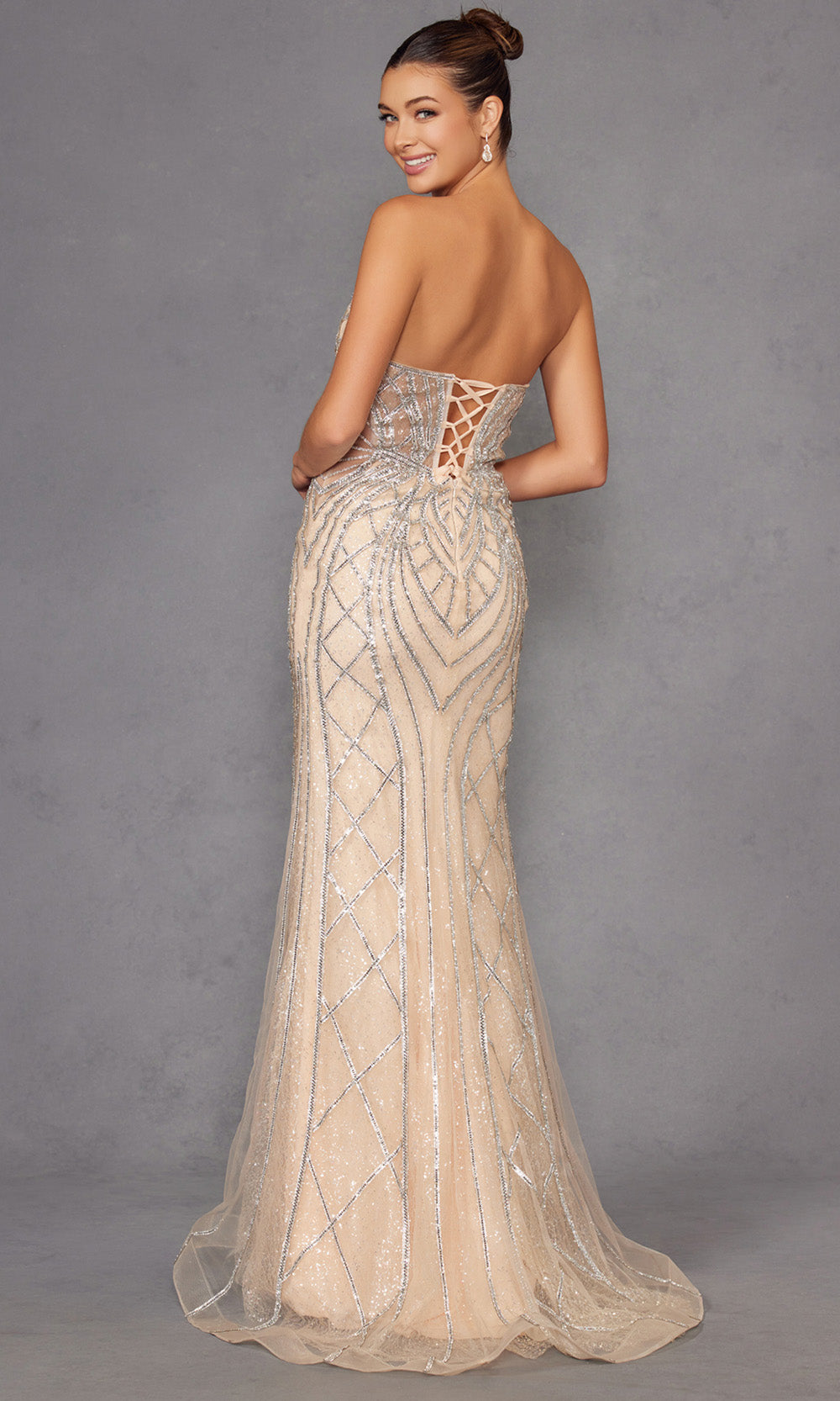 Juliet Dresses JT2525L - Fully Beaded Illusion Plunge Gown Prom Dresses