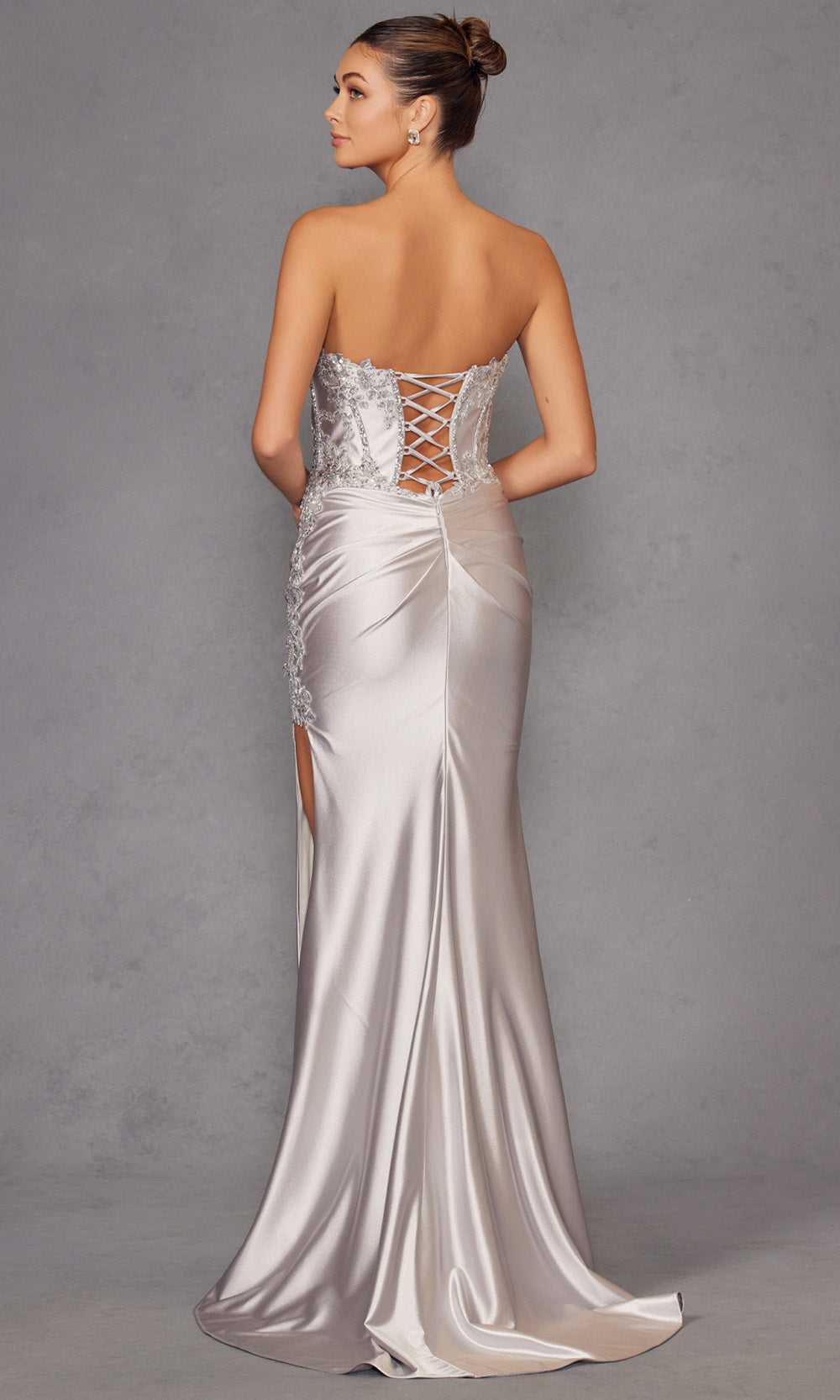 Juliet Dresses JT2536K - Ruched Waist Embellished Sheath Gown Prom Dresses