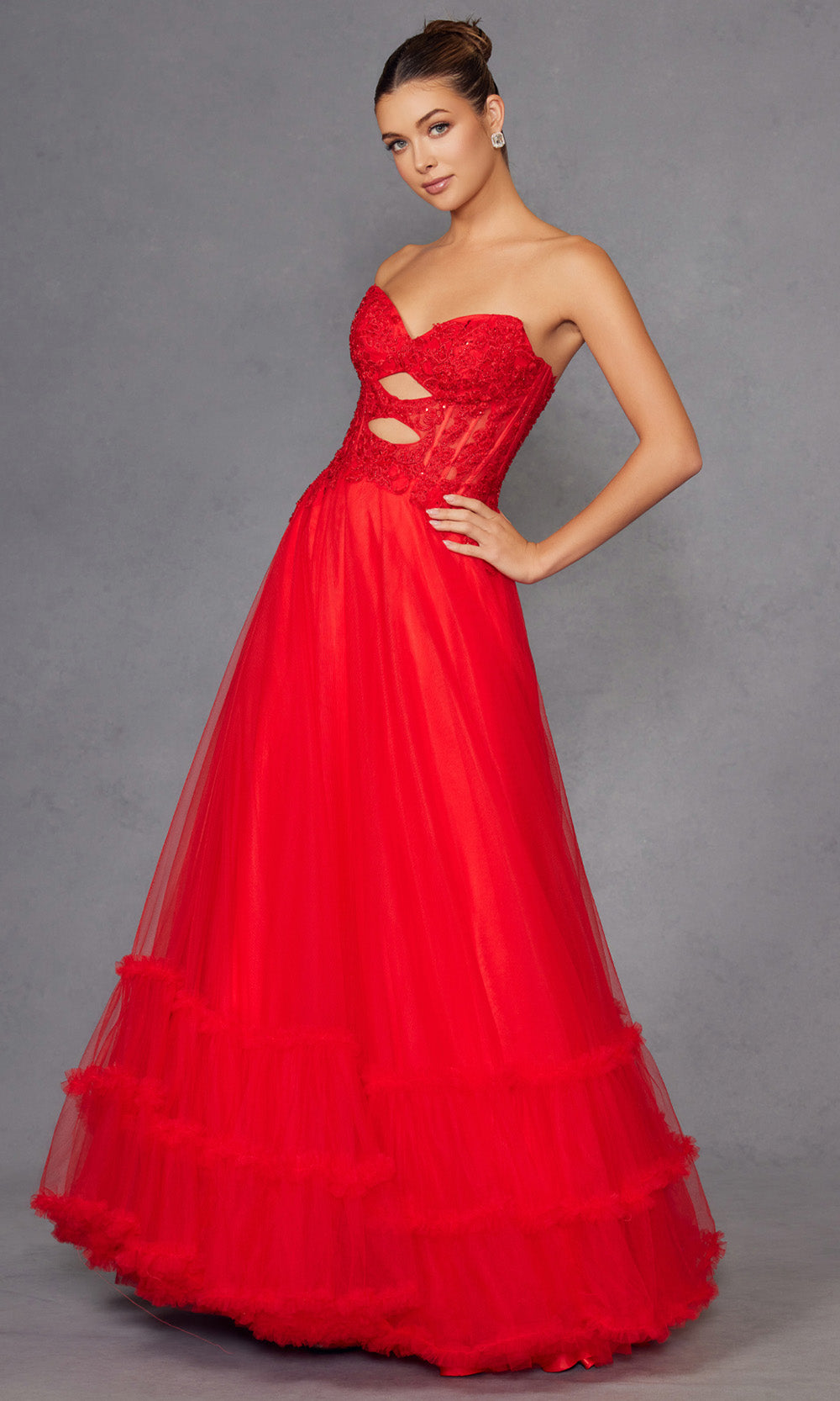 Juliet Dresses JT2561S - Embroidered Top Sweetheart Long Dress Prom Dresses