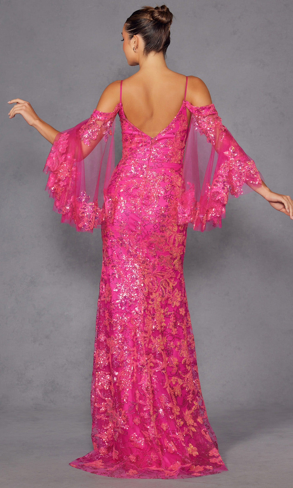 Juliet Dresses JT2564U - V-Neck Cold Shoulder Sheath Dress Formal Gowns
