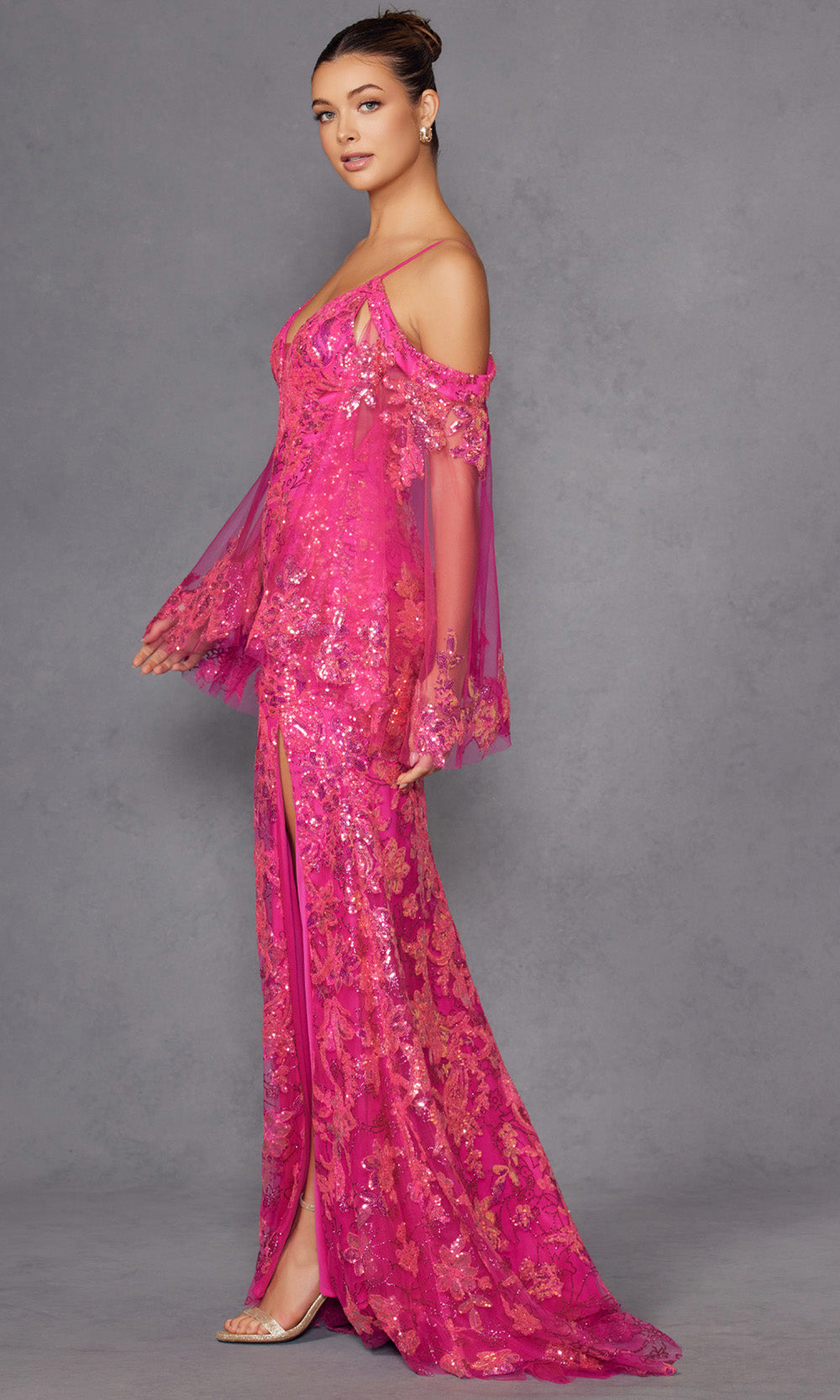 Juliet Dresses JT2564U - V-Neck Cold Shoulder Sheath Dress Formal Gowns