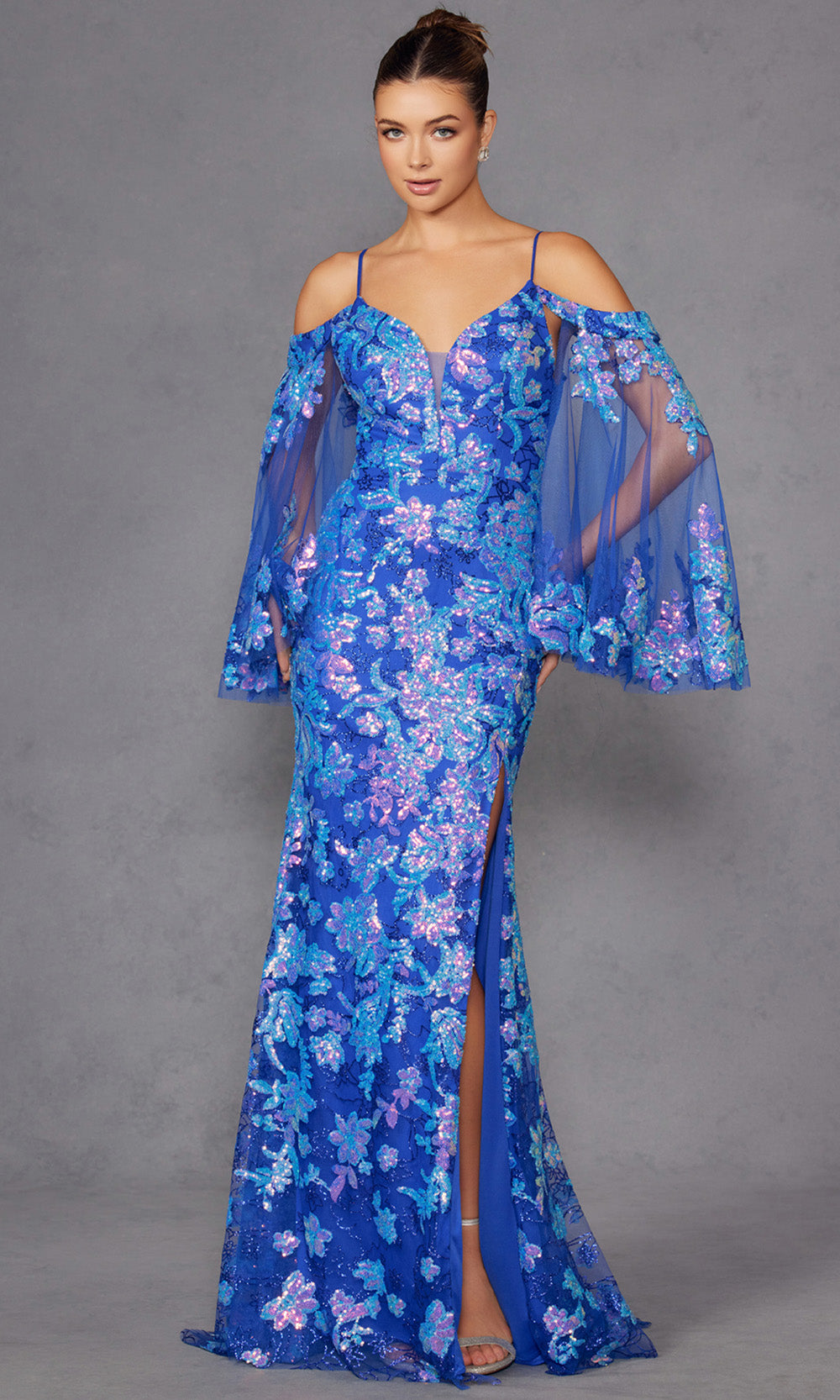 Juliet Dresses JT2564U - V-Neck Cold Shoulder Sheath Dress Formal Gowns