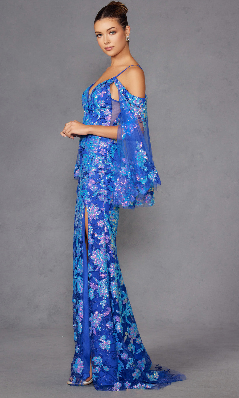 Juliet Dresses JT2564U - V-Neck Cold Shoulder Sheath Dress Formal Gowns