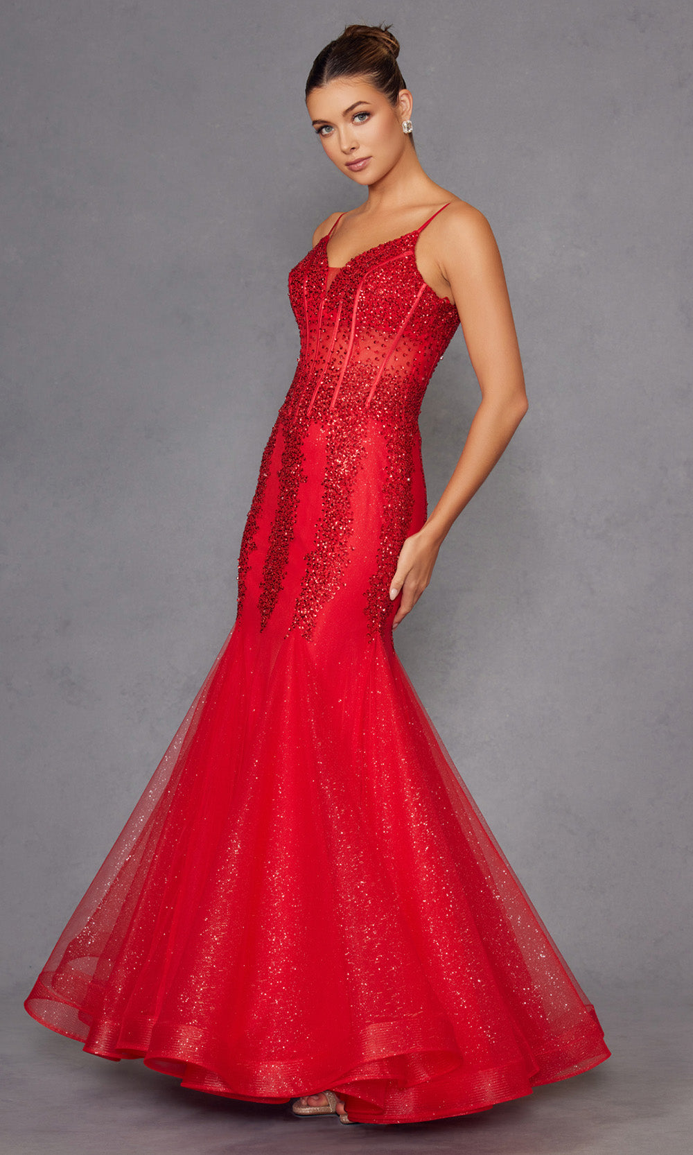 Juliet Dresses JT2883C - Illusion Corset Godet Accent Dress Prom Dresses