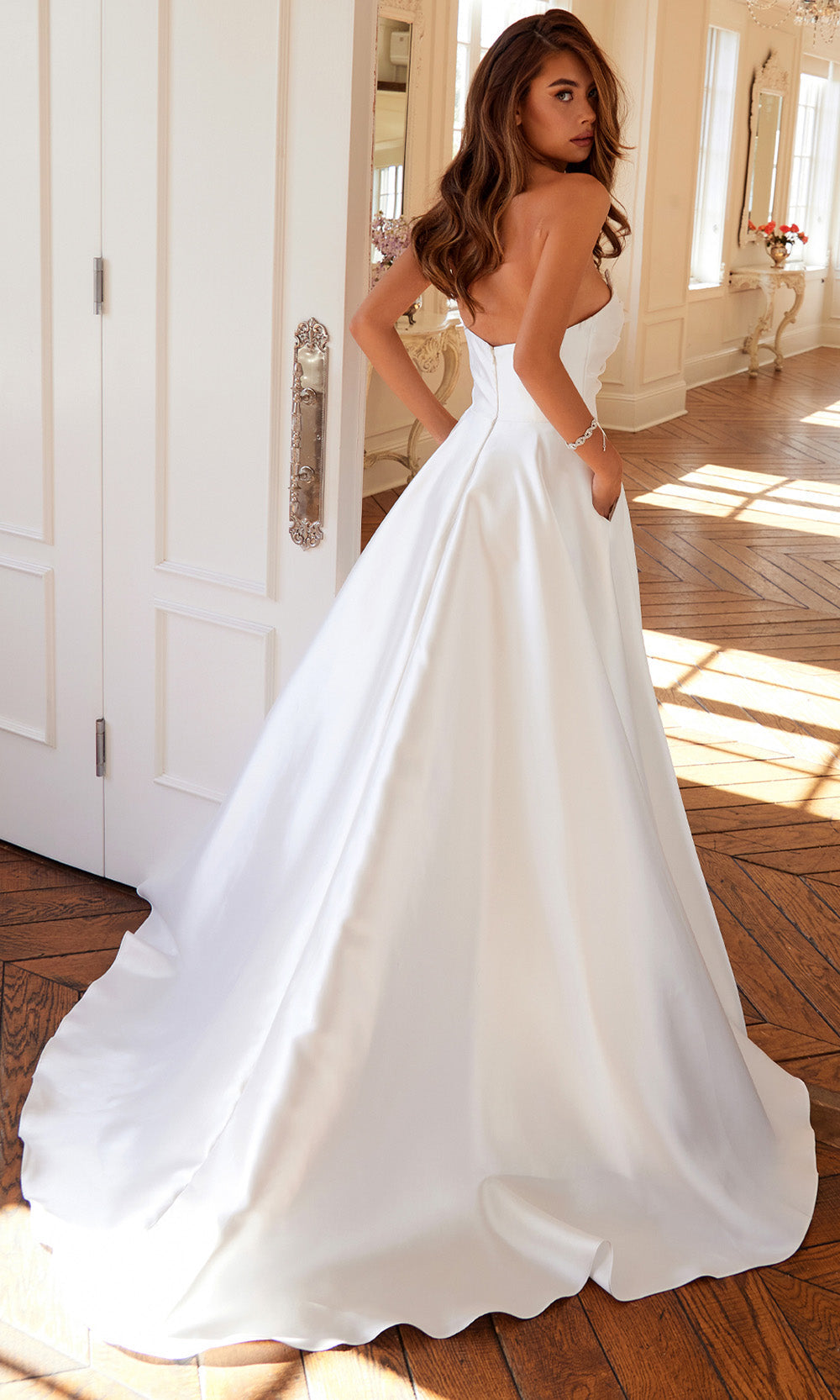 Juliet Dresses JT2885CW - Minimalist Scoop Neck A-Line Gown Bridal Dresses