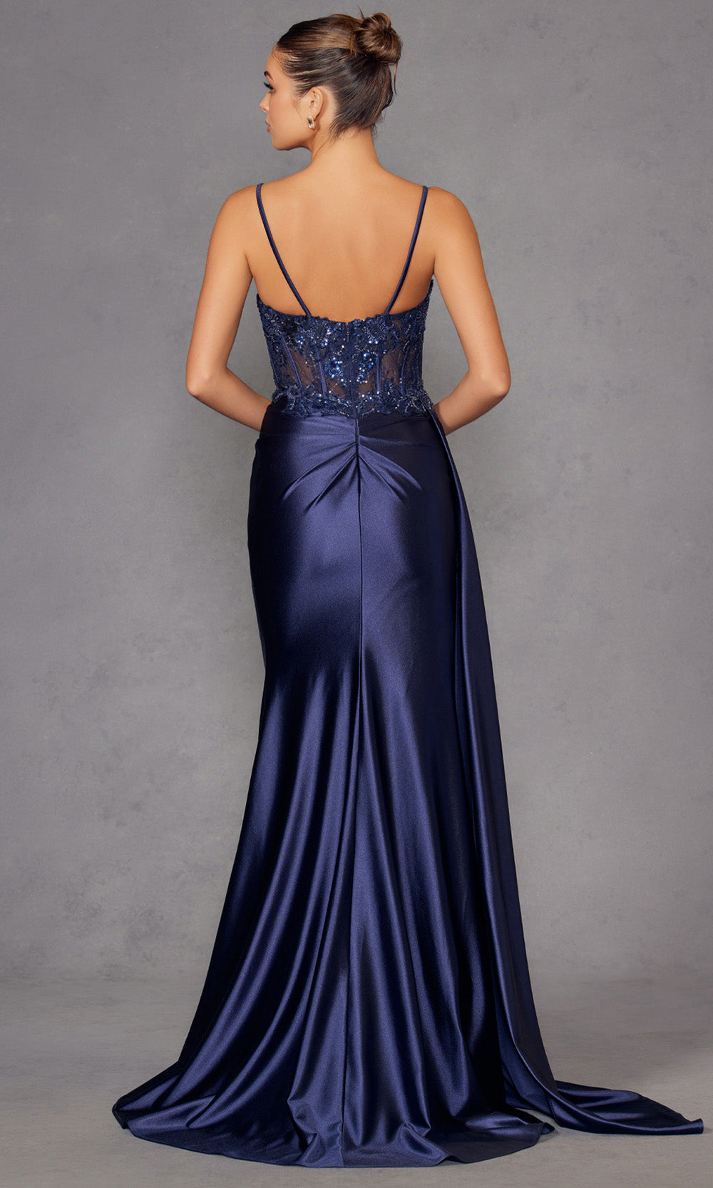 Juliet Dresses JT2905K - Plunged Neck Embellished Sheath Gown Prom Dresses