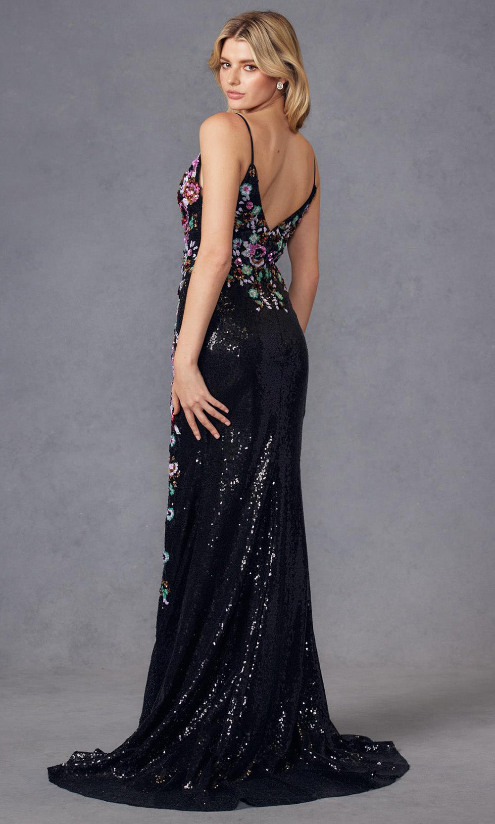 Juliet Dresses JT2909K - Embroidered Sequin Sheath Gown Prom Dresses