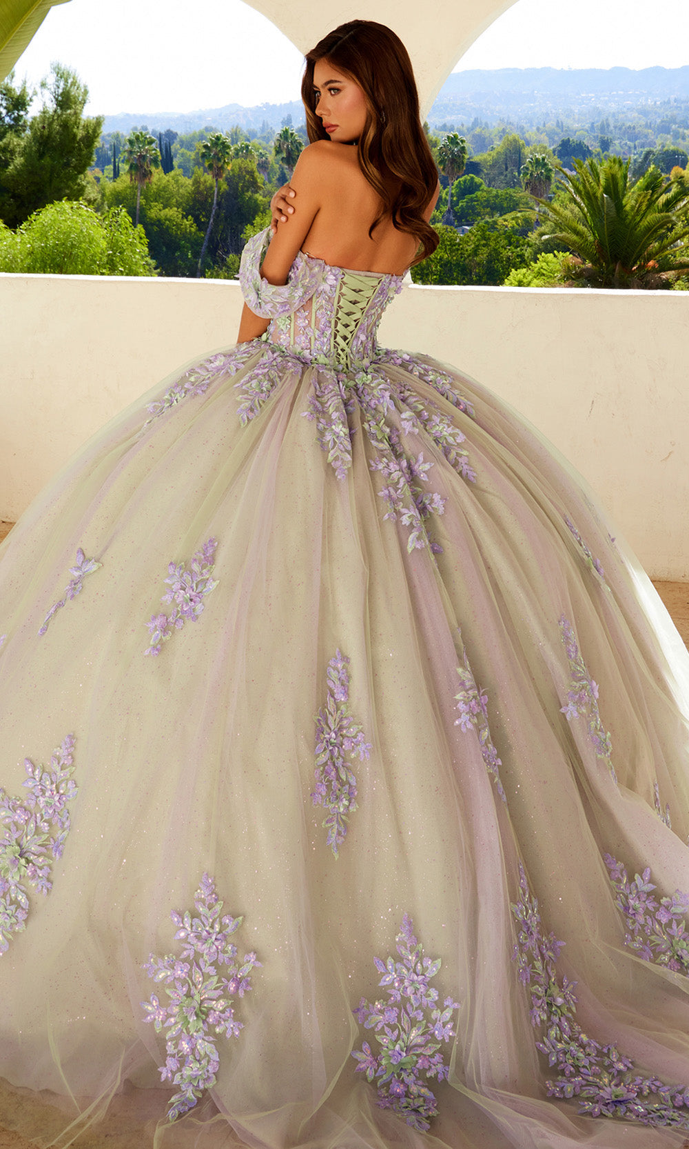 Juliet Dresses JT1479J - 3D Floral Illusion Corset Ballgown Quinceanera Dresses