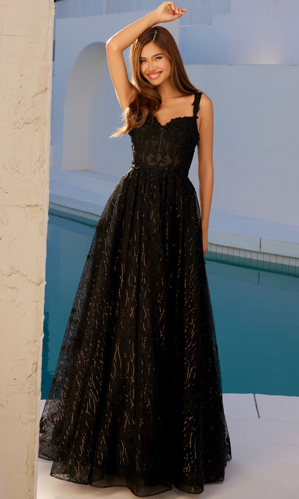 Juliet Dresses JT2495A - Sweetheart Sequin Floral Evening Gown Prom Dresses