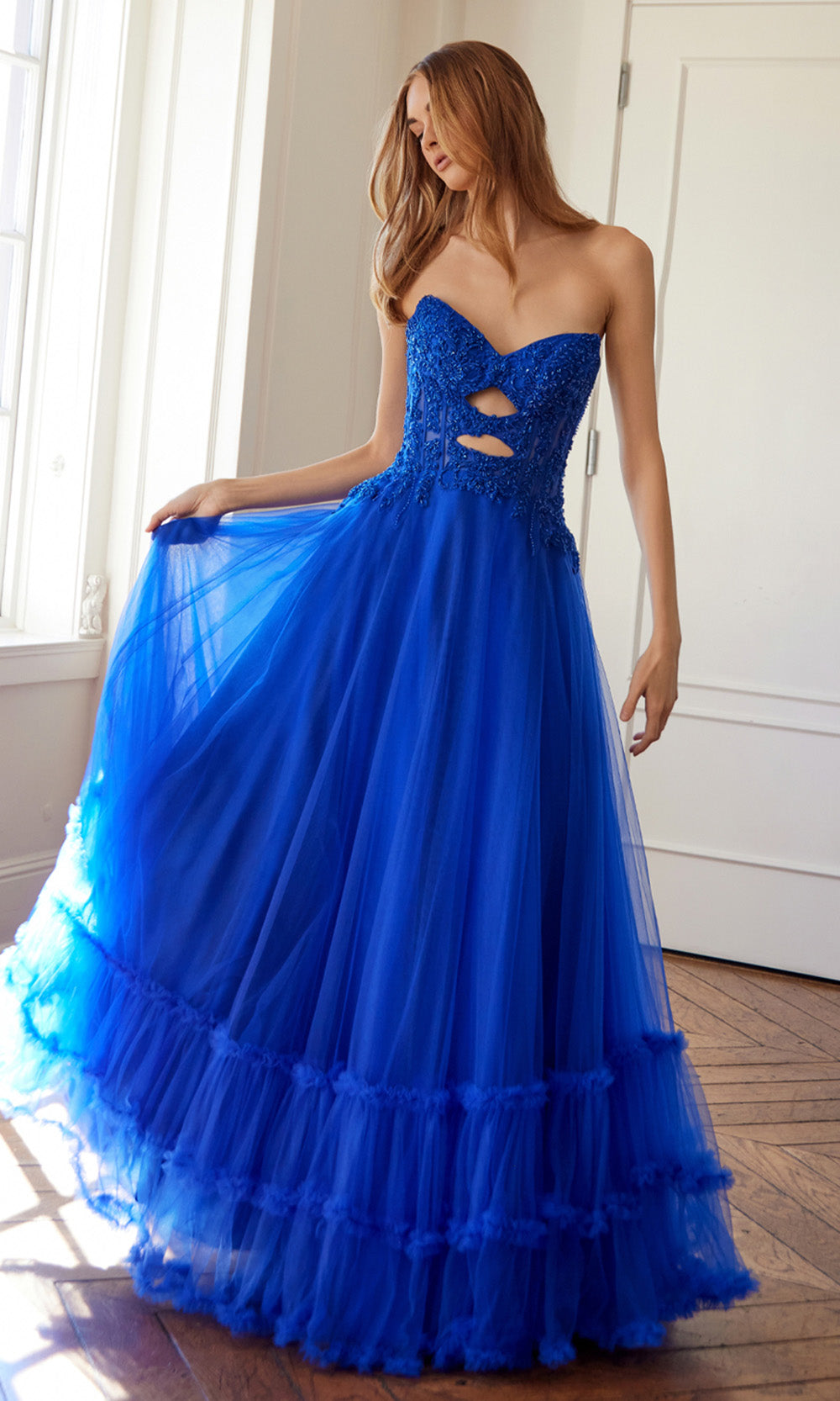 Juliet Dresses JT2561S - Embroidered Top Sweetheart Long Dress Prom Dresses