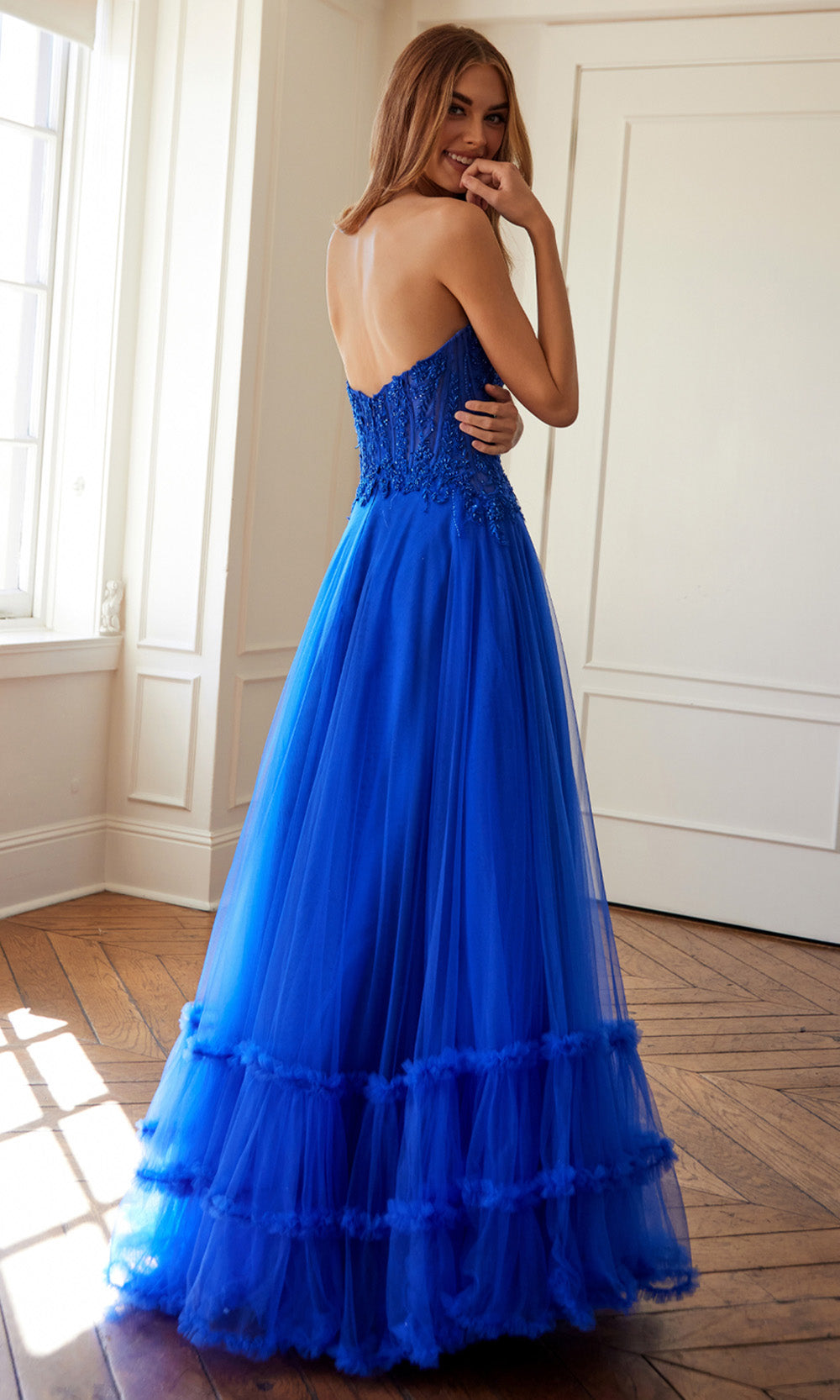 Juliet Dresses JT2561S - Embroidered Top Sweetheart Long Dress Prom Dresses