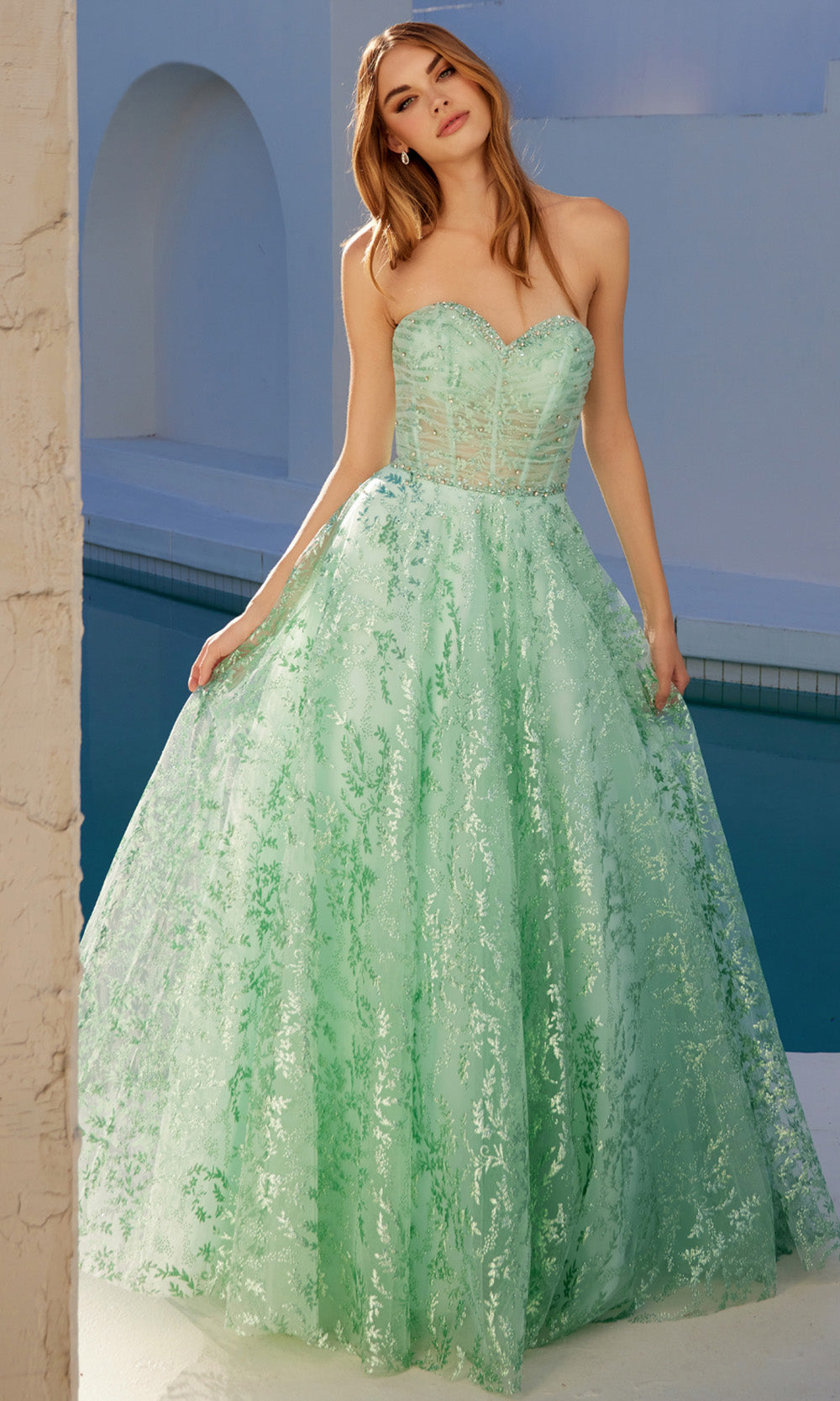 Juliet Dresses JT2547S - Sweetheart Corset Embellished Dress Prom Dresses
