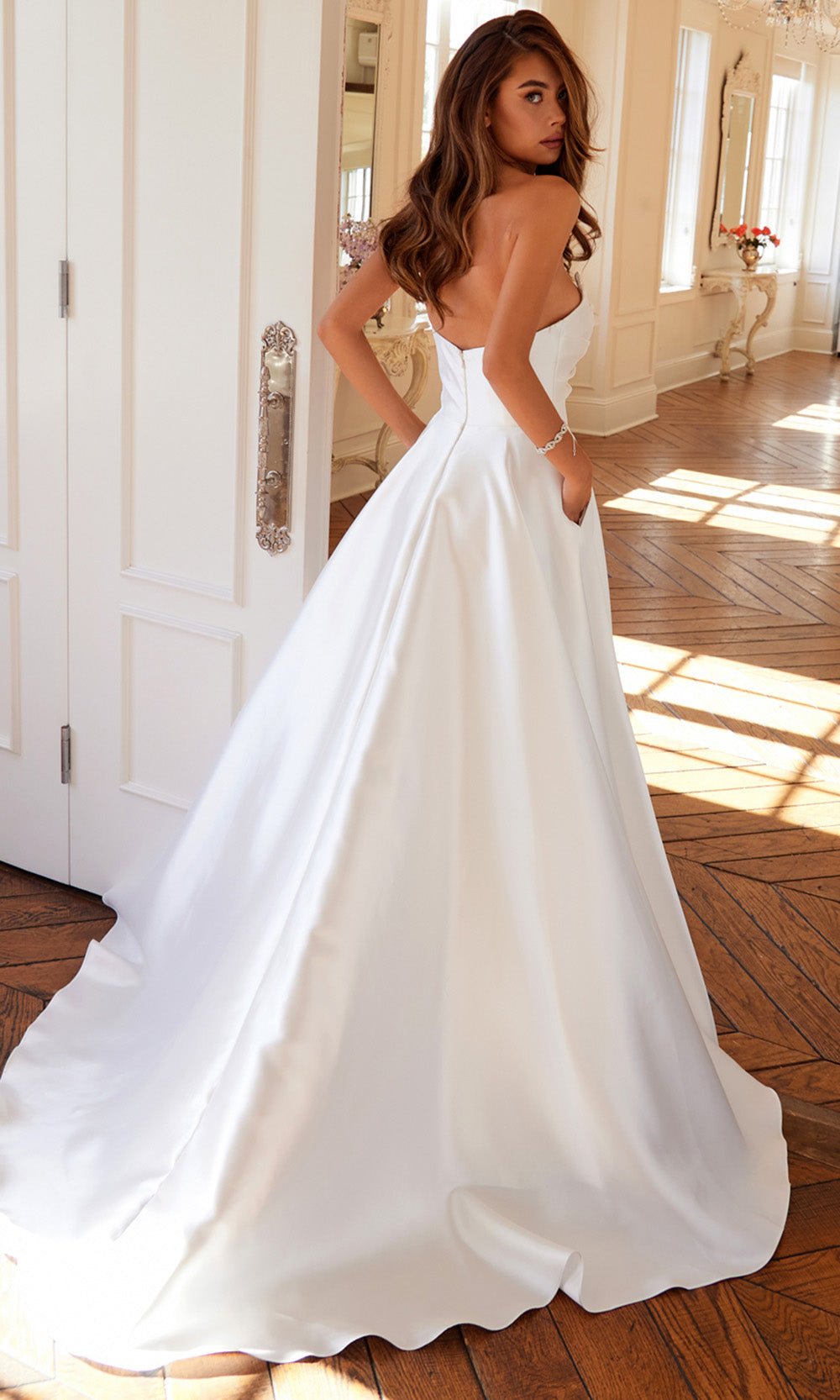 Juliet Dresses JT2885CW - Minimalist Scoop Neck A-Line Gown Bridal Dresses