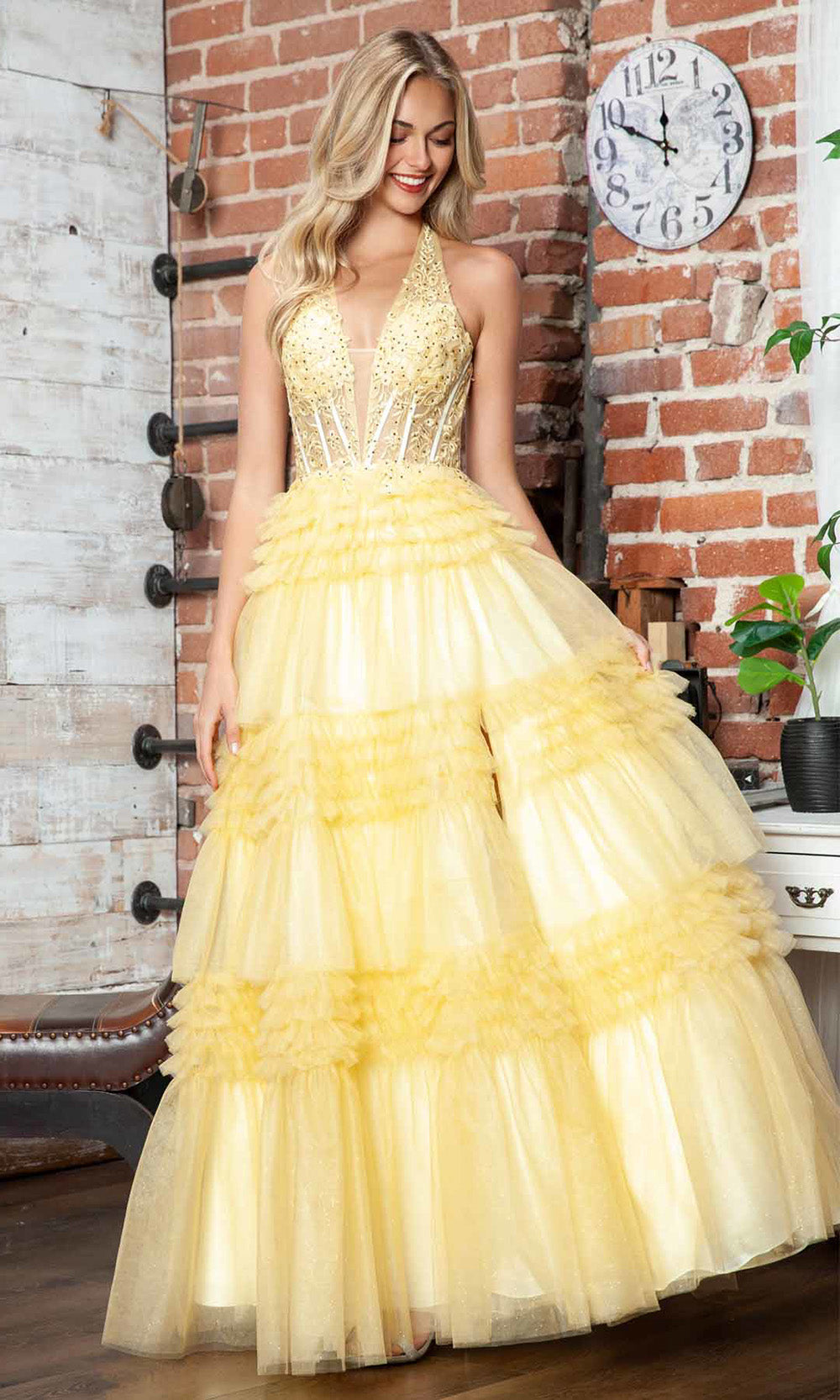 Juliet Dresses JT2556S - Embroidered Corset Layered Gown Ball Gowns