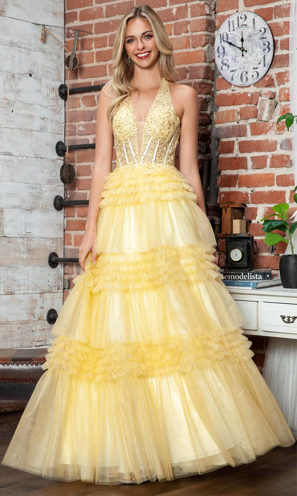 Juliet Dresses JT2556S - Halter Tiered Ballgown