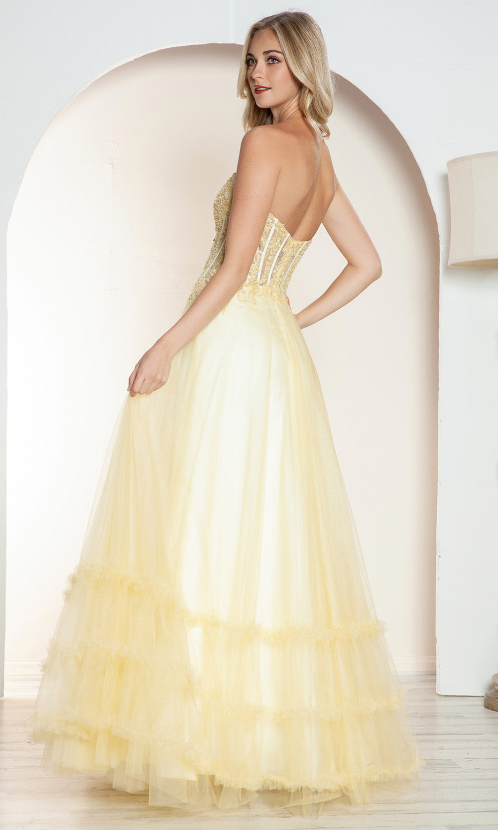 Strapless A-line Ruffled Gown by Juliet JT2561S Royal Blue / 12