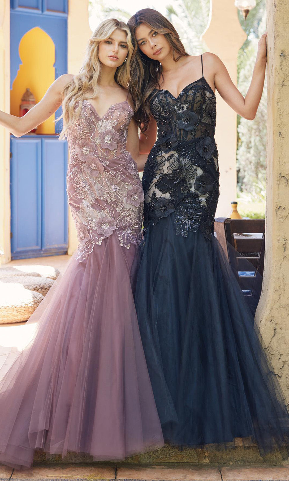Juliet Dresses JT2916H - Corset Floral Embellished Gown Prom Dresses