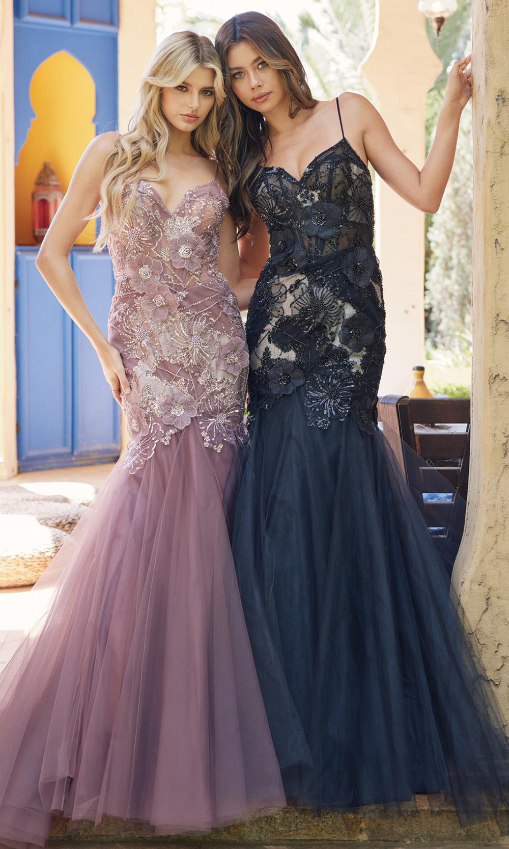 Juliet Dresses JT2916H - Corset Floral Embellished Gown Prom Dresses