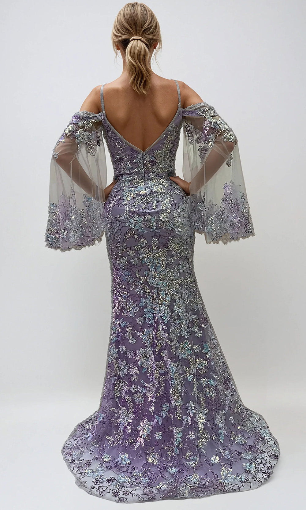 Juliet Dresses JT2564U - V-Neck Cold Shoulder Sheath Dress Formal Gowns