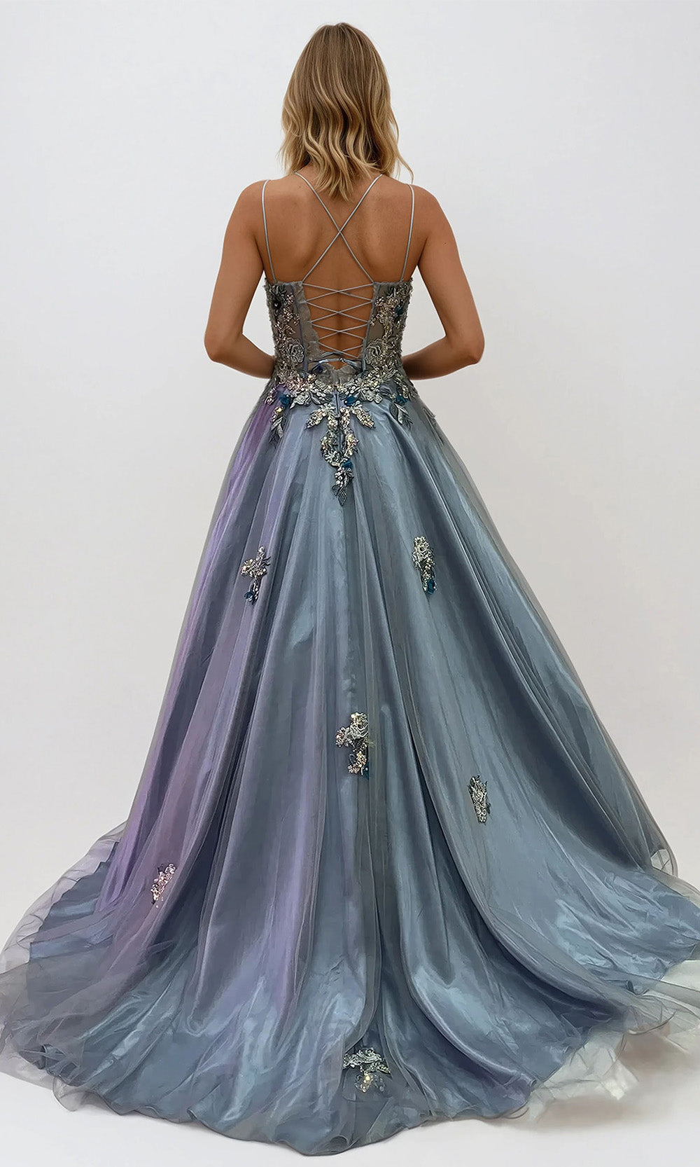 Juliet Dresses JT2565U - Double Straps Floral Embellished Gown Prom Dresses