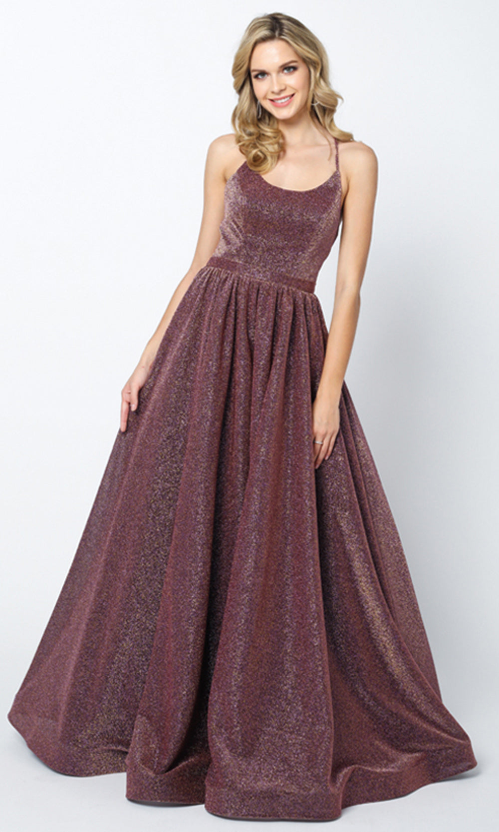 Juliet Dresses 204 - Spaghetti Strap Glitter Evening Gown Ball Gowns