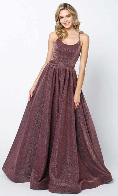 Juliet Dresses 204 - Spaghetti Strap Glitter Evening Gown Ball Gowns