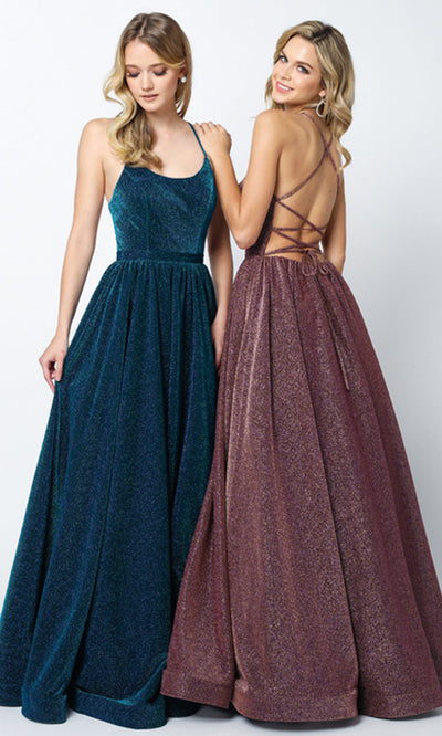 Juliet Dresses 204 - Spaghetti Strap Glitter Evening Gown Ball Gowns