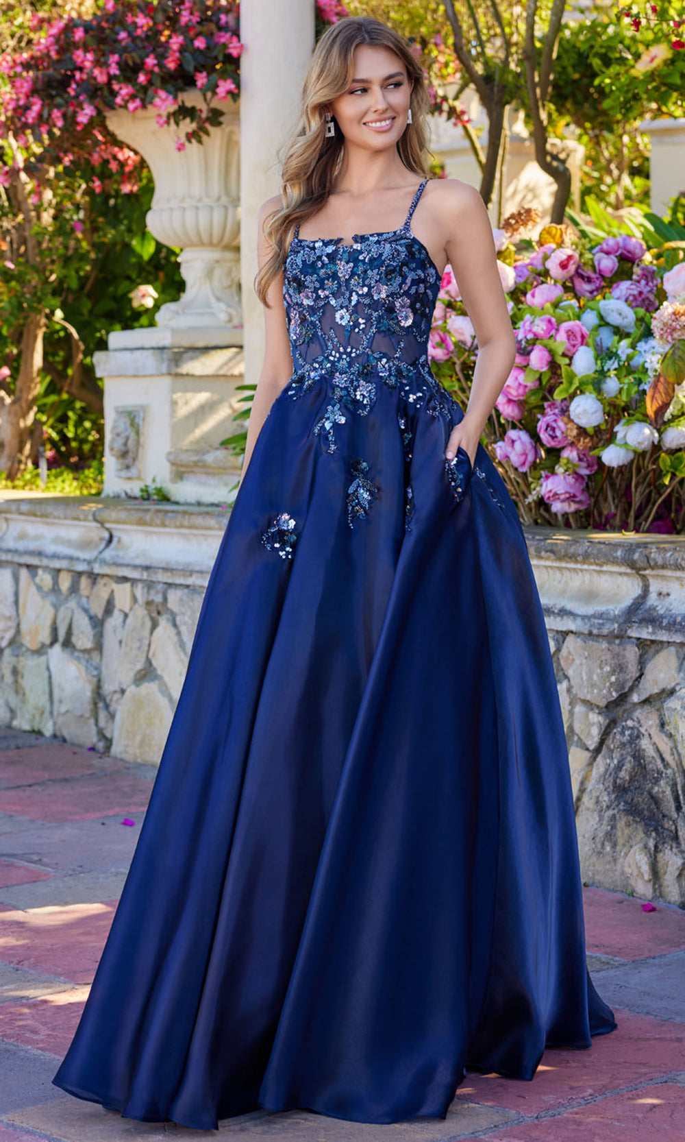 Juliet Dresses JT2617U - Square Neck Floral Evening Dress Prom Dresses in 