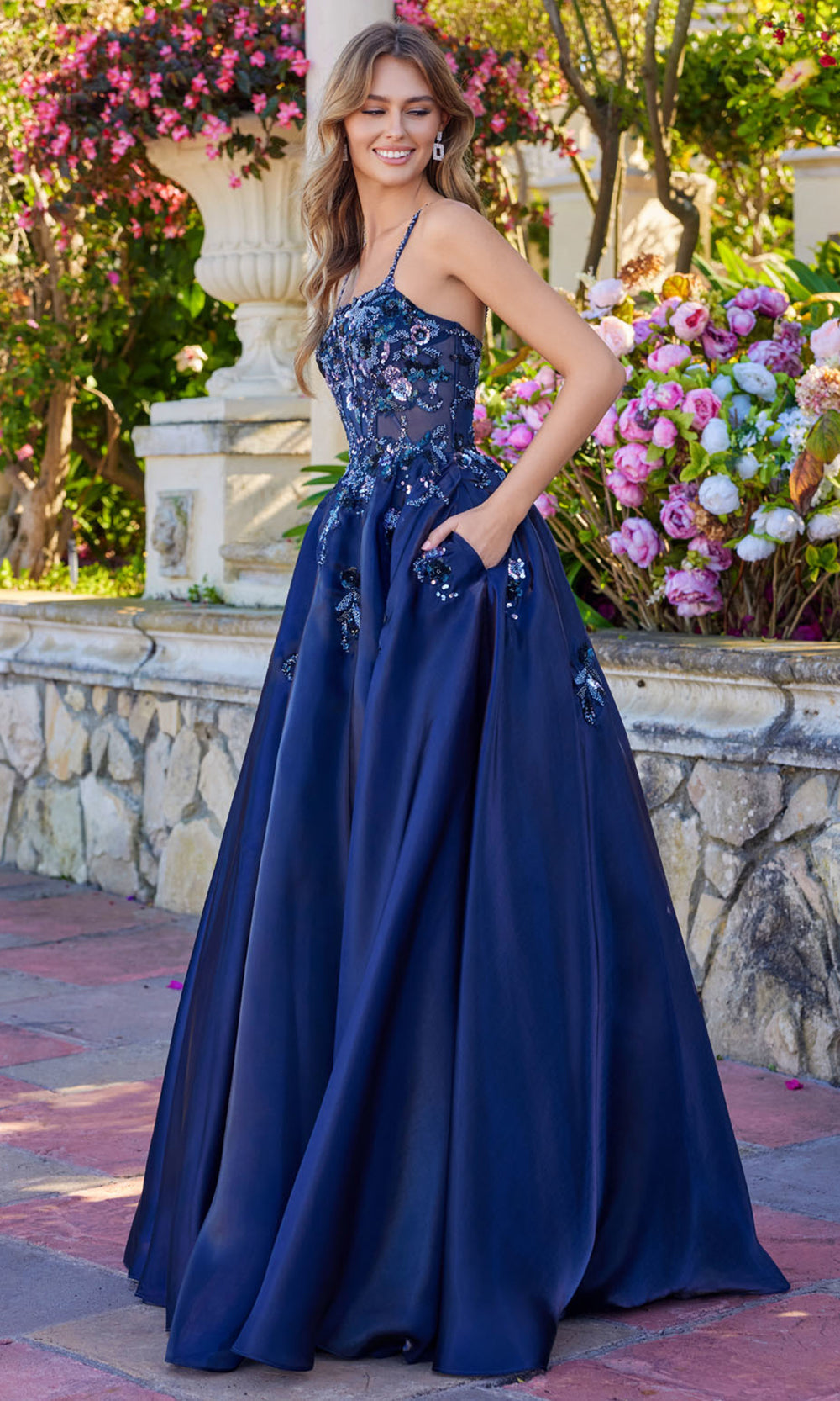 Juliet Dresses JT2617U - Square Neck Floral Evening Dress Prom Dresses in 