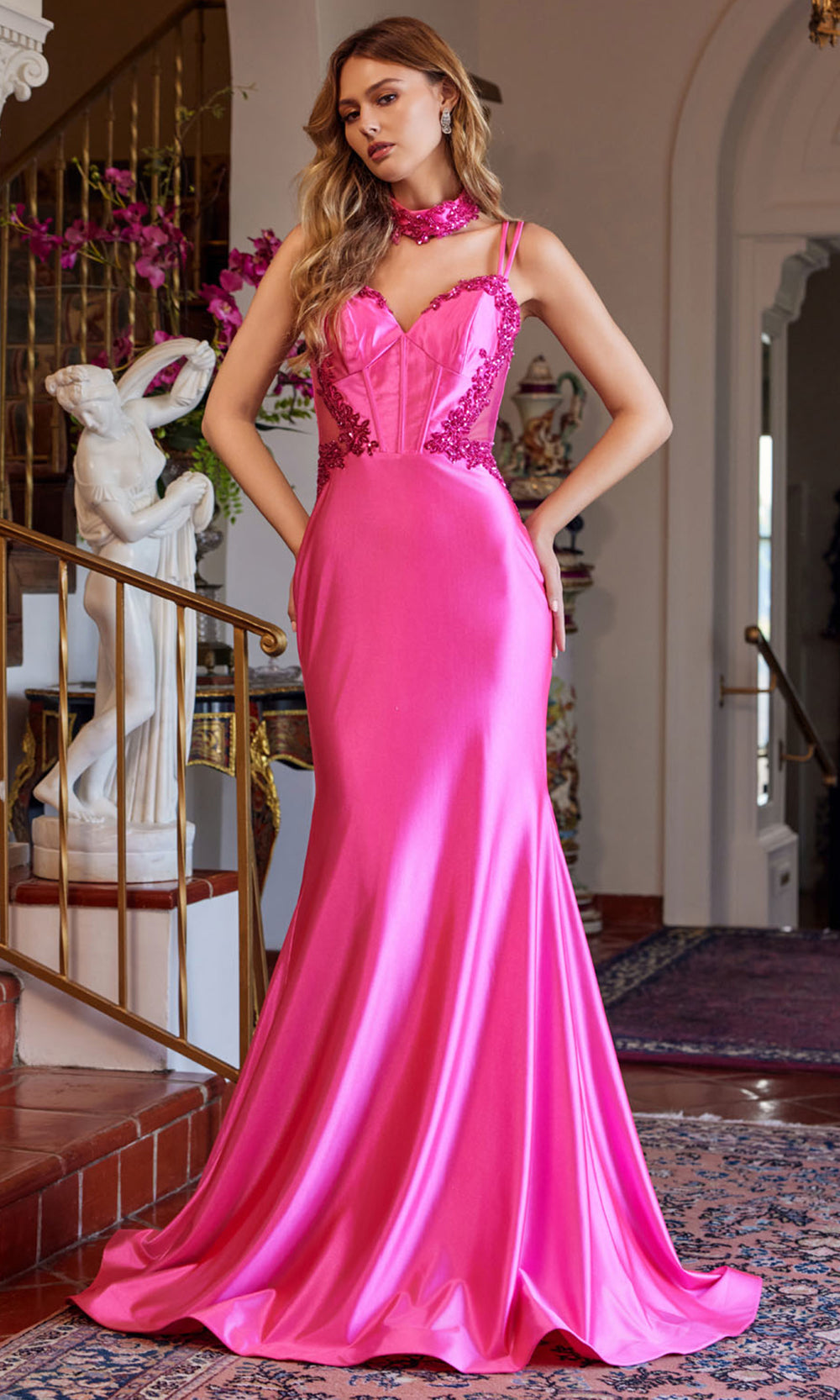 Juliet Dresses JT2628L - Sweetheart Embroidered Evening Dress Prom Dresses in Fuchsia