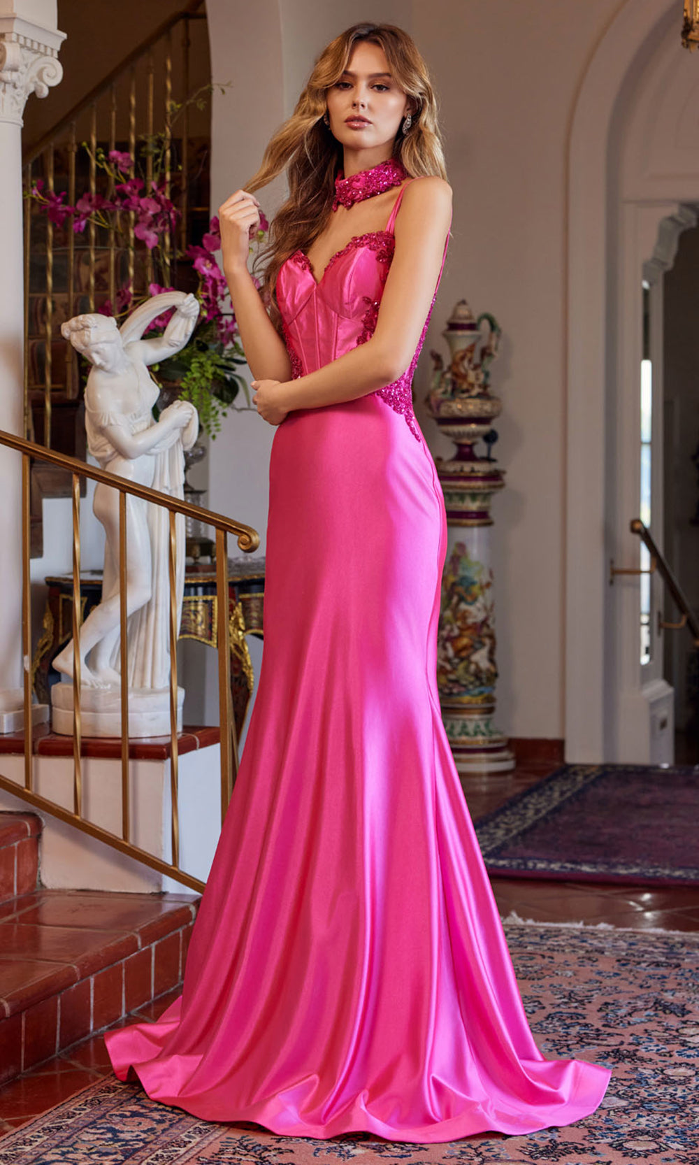 Juliet Dresses JT2628L - Sweetheart Embroidered Evening Dress Prom Dresses in Fuchsia